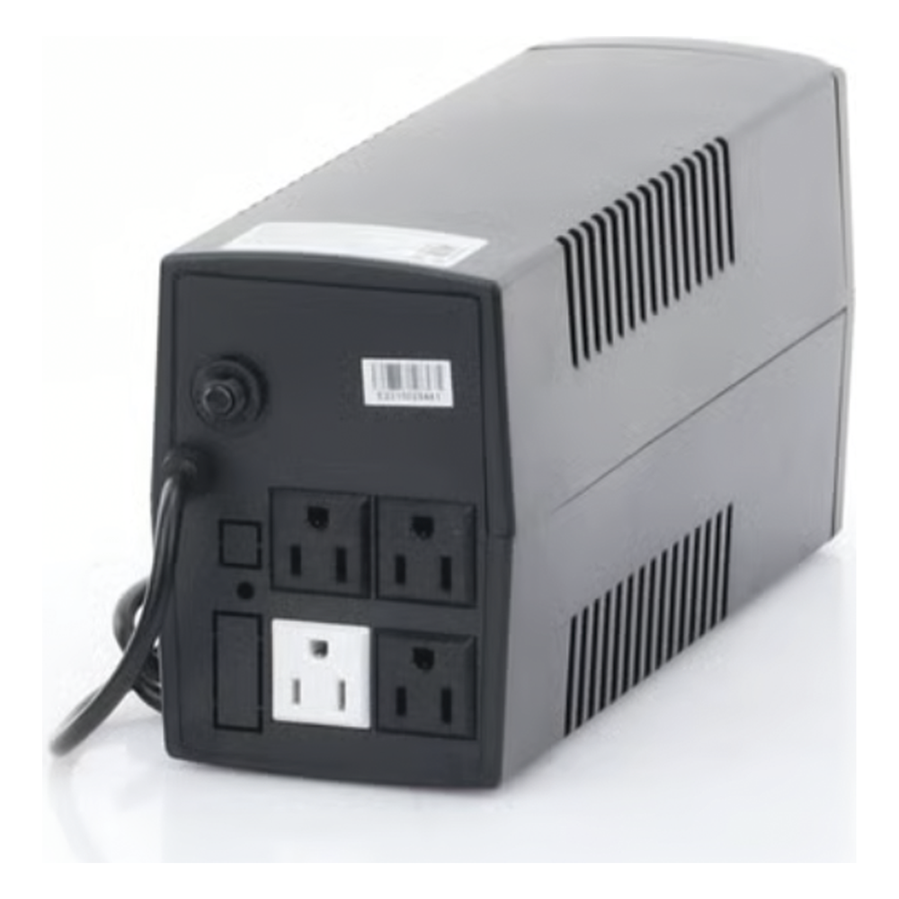 UPS de 600VA/360W / Protección contra Descarga, Sobretensión y Picos Transitorios / Entrada y Salida 120 Vca / Clavija NEMA 5-15P / 4 Tomas NEMA 5-15R
