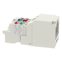 Conector Jack RJ45 Estilo TP, Mini-Com, Categoría 6, de 8 Posiciones y 8 Cables, Color Blanco Mate
