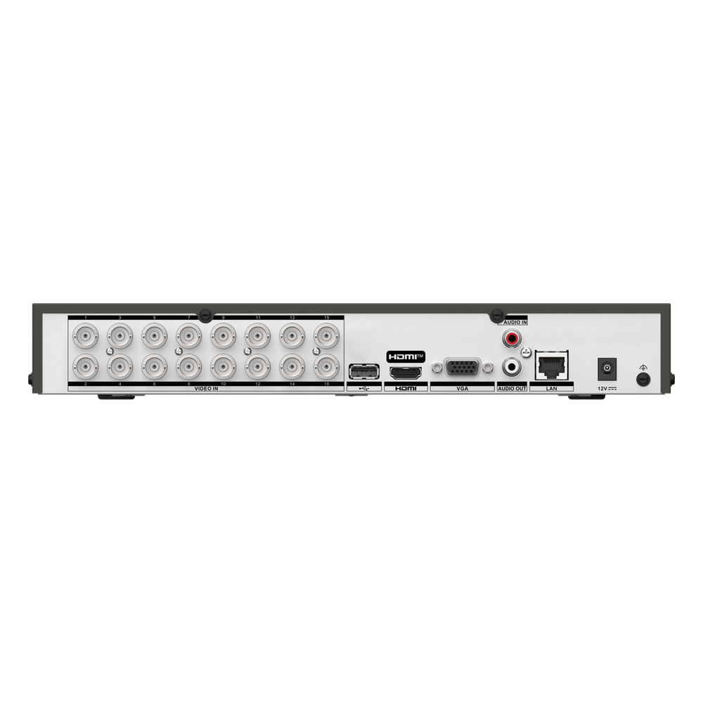DVR 16 Canales TurboHD + 8 Canales IP / 5 Megapixel Lite - 3K Lite / Audio Bidireccional / Detección de Movimiento 2.0 / 1 Bahía de Disco Duro / H.265+ / Salida en Full HD