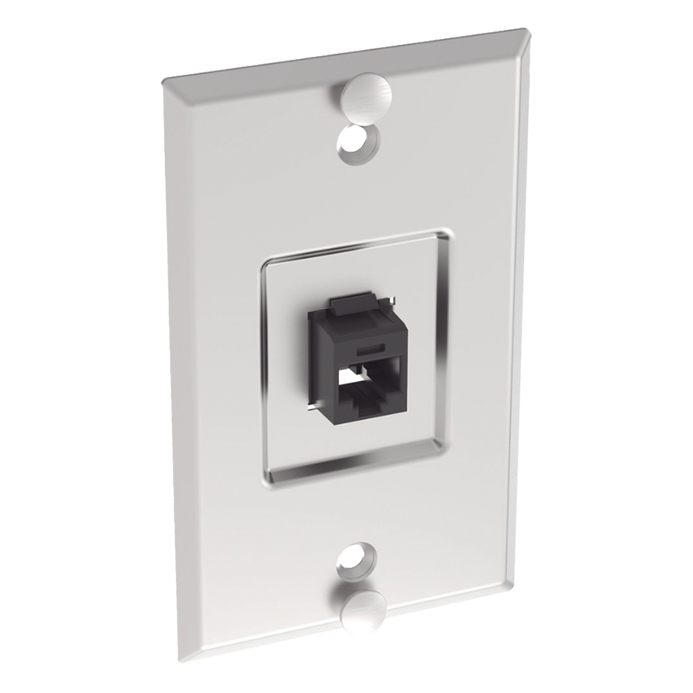 Placa de Pared Telefónica, Salida de 1 Puerto Keystone, con Jack Cat6 Estilo 110 de Impacto, de Acero Inoxidable