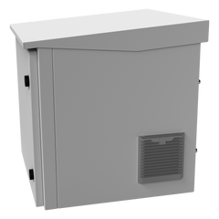 Gabinete de Exterior con Rack de 19" de 9UR con Ventiladores y Termostato, Se envía el Gabinete armado, (Montaje a poste o torre se vende por separado).