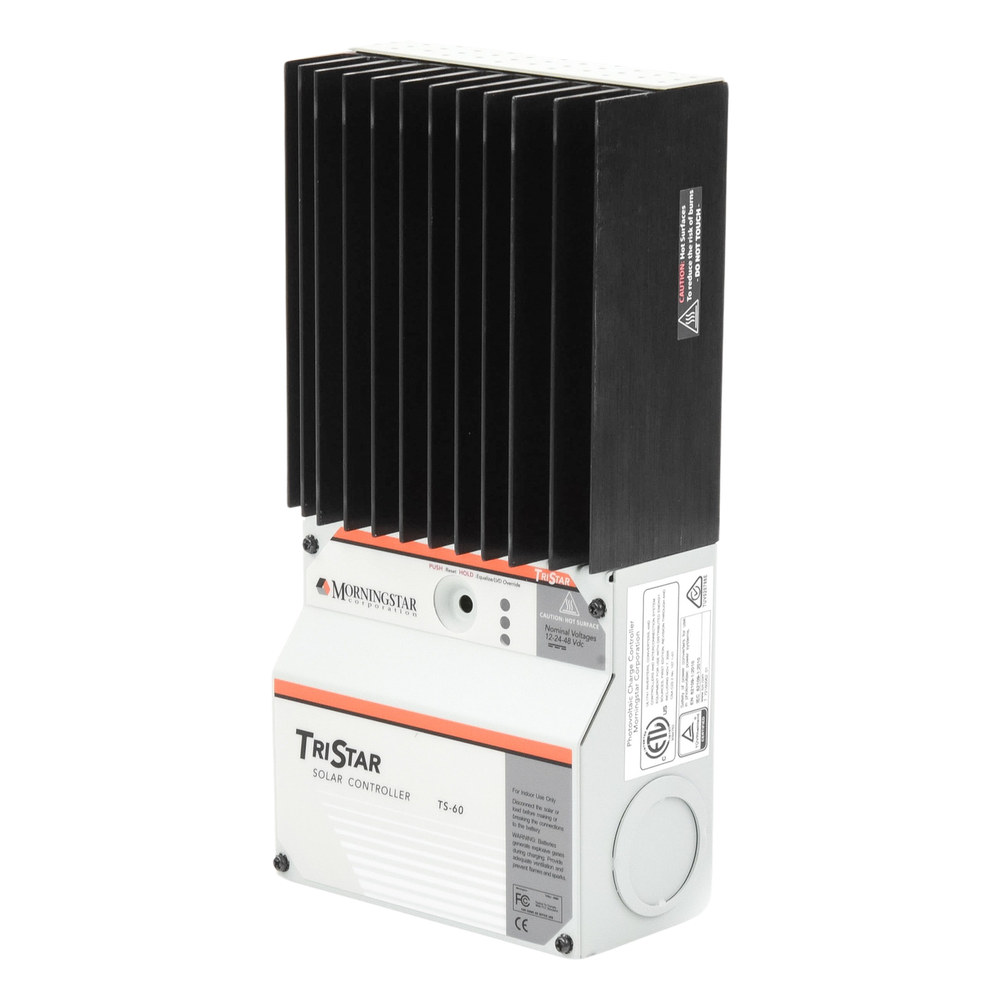 Controlador de Carga Solar TriStar PWM 60 A / 12V 24V 48V / Puerto RS-232 / Hasta 4 kW / Disipador de Calor / 7 Preajustes