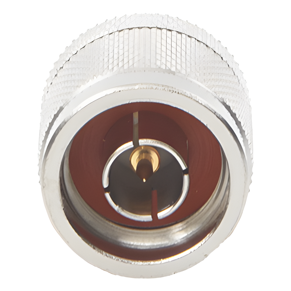 Adaptador en Línea, de Conector Mini UHF Hembra a N Macho, Níquel/ Oro/ Teflón.