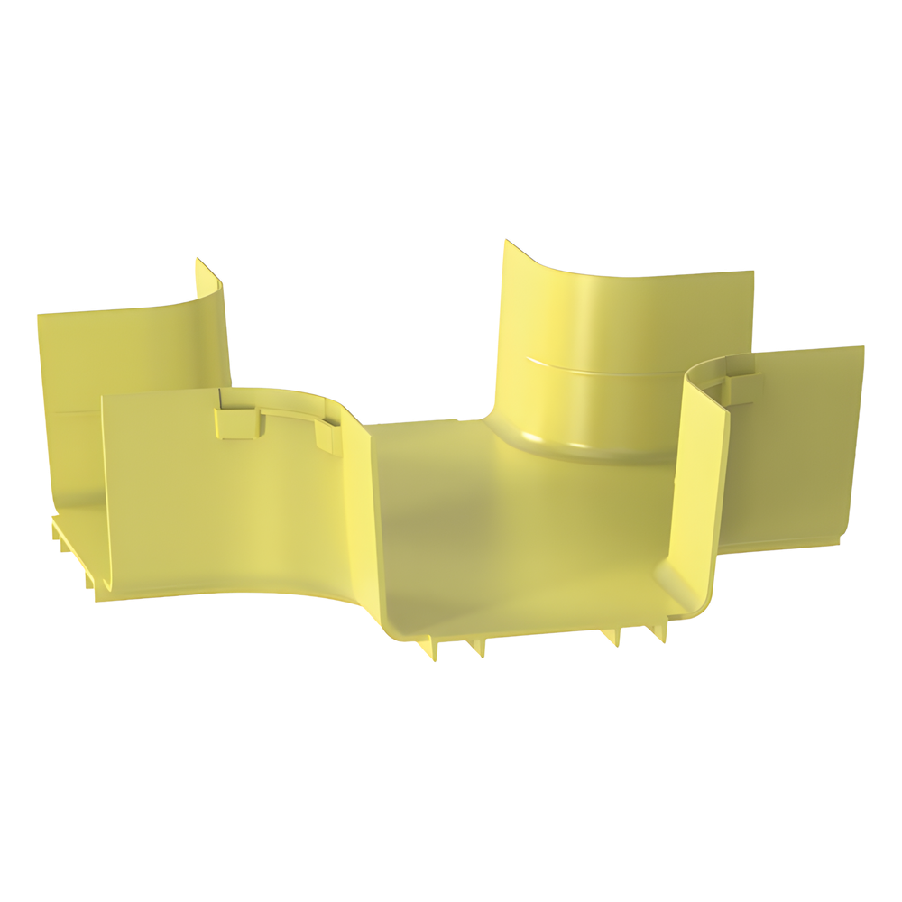 Accesorio de 4 Vías Horizontal, Con Ángulos a 90º, Para Canaletas FiberRunner™ 6X4, Color Amarillo
