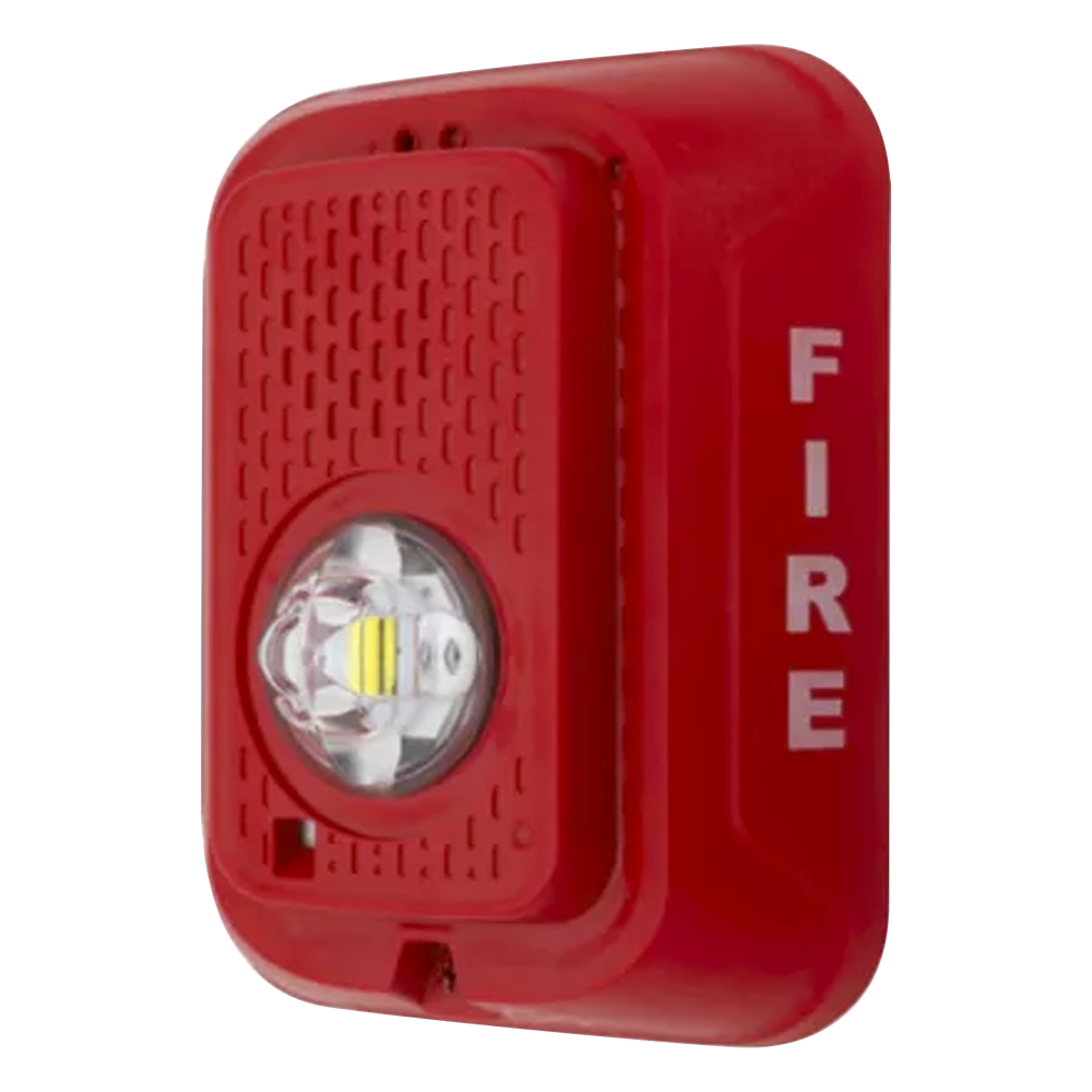 Lámpara estroboscópica LED para pared, 24 Vcd, candela seleccionable hasta 185 cd, sin sirena, color rojo