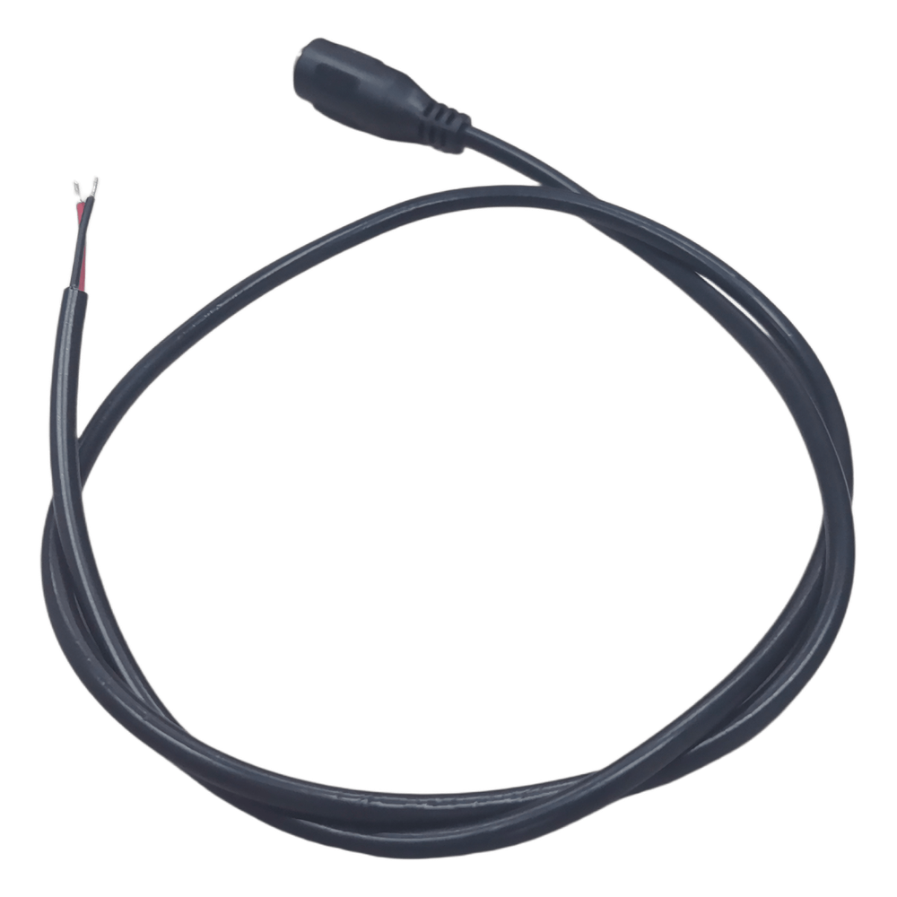 Cable con Conector Macho (Pigtail) / Forro Negro | Alimentación para Vcc con Puntas Libres | Polarizado | Largo 22 cm (8.66 Pulgadas) | Calibre 22AWG.
