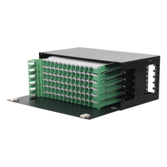 Distribuidor de Fibra Óptica con Bandejas Deslizables, Vacío, 19 Pulgadas, Acepta 72 Adaptadores LC Duplex o LC Simplex o 72 SC Simplex, 4U