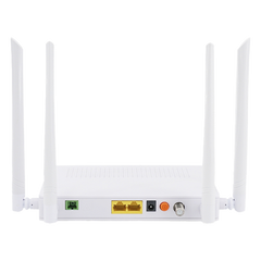 ONU Dual GPON/EPON / Wi-Fi Doble Banda 2.4 y 5 GHz / Soporta MESH / 2 Puertos Gigabit / 1 Puerto PON SC/APC / 1 puerto CATV / Hasta 1200 Mbps vía Wi-Fi