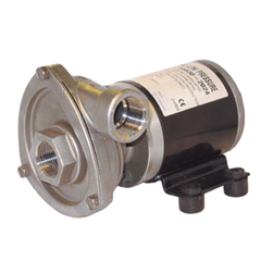 Bomba centrifuga Cyclone de baja presión a 12 Vcd, caudal de hasta 29 GPM, presión máxima de 8.7 psi, en acero inoxidable.