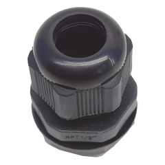 Conector Plástico Negro Tipo Glándula para Rosca NPT 1/2"