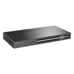Switch de Fibra Óptica L2+ Omada / 24 puertos SFP 1GE / 4 Puertos Combinados SFP+/RJ45 Gigabit / 2 Puertos Consola RJ45|micro-SUB / Administración Centralizada Omada o Stand-Alone / Compatile con IPv6 /  Multicast IGMP