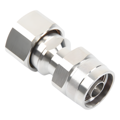 Adaptador en Línea de Conector 4.3-10 Macho a N Macho, Bronce Blanco/ Plata/ Teflón.