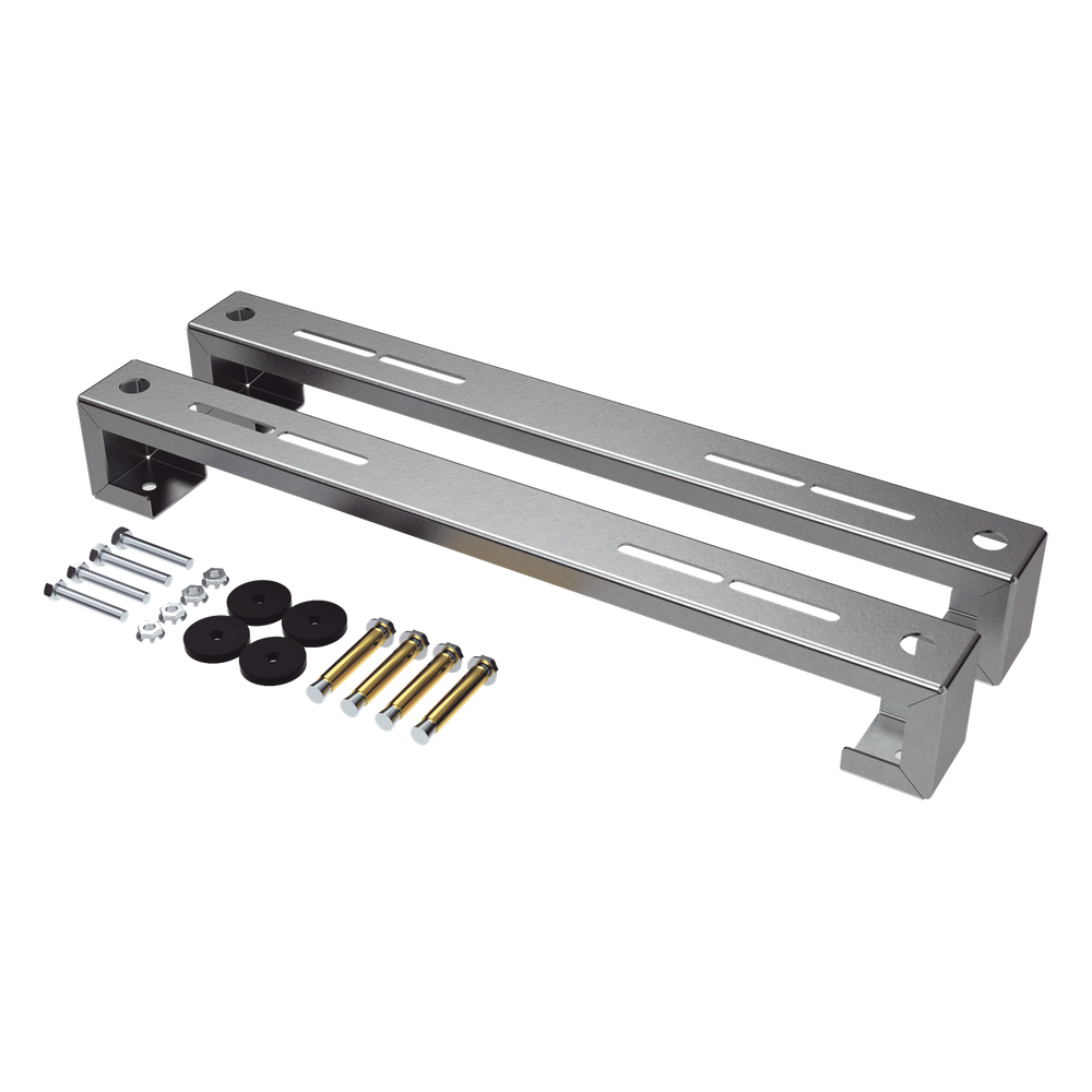 Base para minisplit para piso universal ajustable para capacidades de 1 a 3 toneladas con pernos deslizables y amortiguación