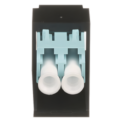 Módulo Acoplador LC Duplex, para Fibra Óptica Multimodo OM3/OM4, Tipo Mini-Com, Color Aqua