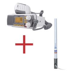 Kit de radio UM385 | mas antena marina de fibra de vidrio TX-5101-SYS fabricada en fibra de vidrio con base roscable de acero inoxidable