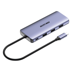 Hub USB-C 11 en 1 / HDMI 4K + VGA / 2x USB 3.0 + 2x USB 2.0 / SD + Micro SD / RJ45 Gigabit / PD 100W / Audio / Aleación de Aluminio