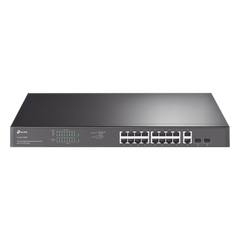 Switch no administrable de 16 puertos 10/100/1000Mbps y PoE af/at, 2 puertos SFP hasta 250W.