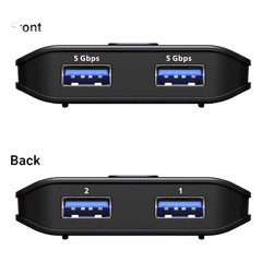 Switch USB 3.2 Gen 1 Essentials | 2 Puertos USB Tipo-A | 2 Computadoras | 5 Gbps | InstaSync | Botón Físico | Diseño Compacto | Plug-and-Play