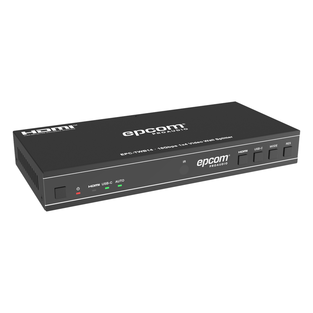 Videowall 4K 1x4 | HDMI & USB-C | 8 Modos de Visualización | Audio Óptico/Analógico | Control RS-232/IR | Plug & Play