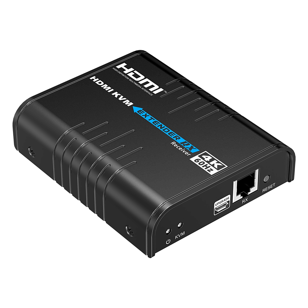 Extensor KVM HDMI 4K a 60 Hz | Transmisión hasta 120 mts con CAT6 | Resolución 4096x2160@60Hz | Ancho de Banda 18Gbps | HDCP1.4 y HDCP2.2 | Latencia 120~170ms | Conexión 1:1, 1:N, N:1, N:N | Solo Receptor