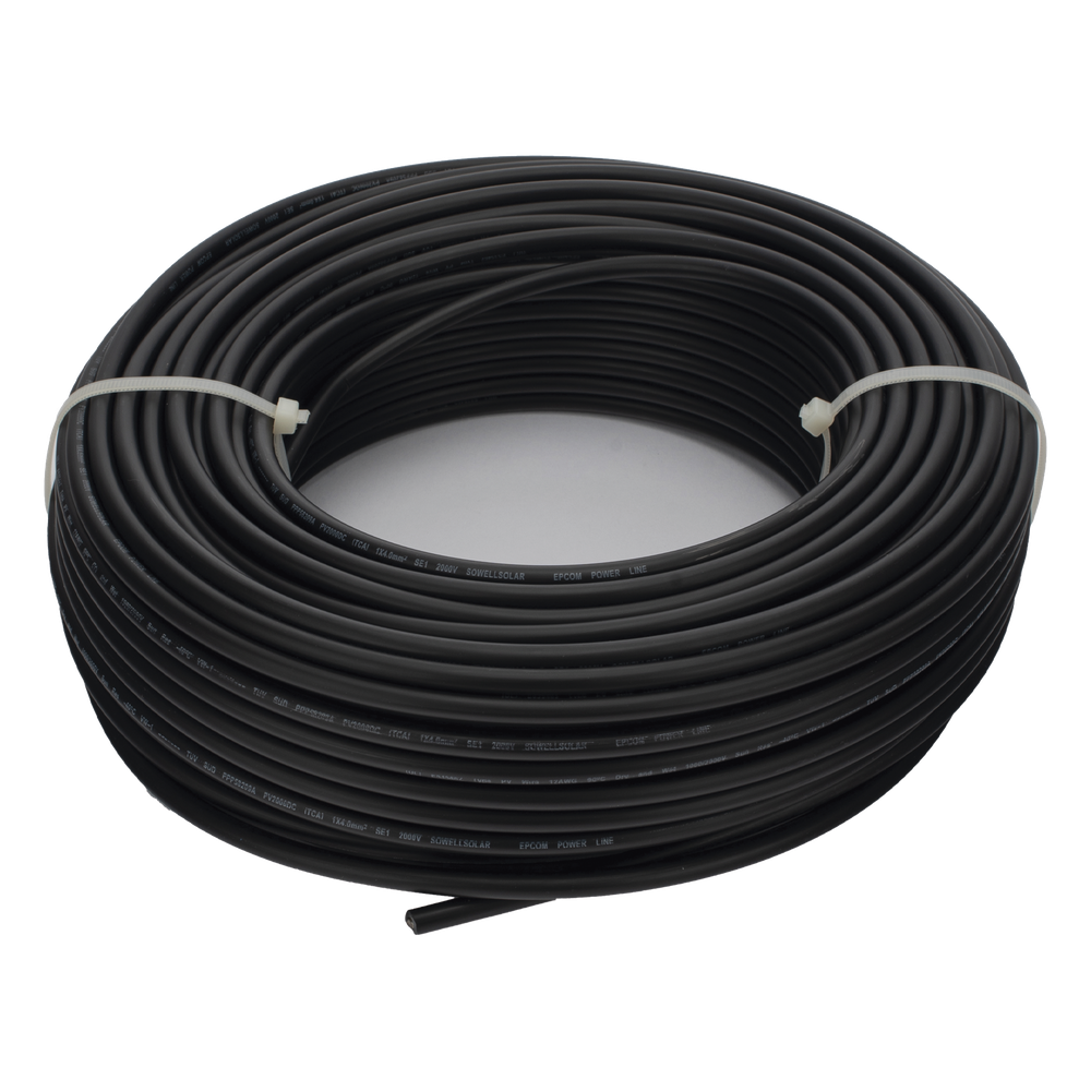 Cable Fotovoltaico Negro / Cobre Estañado / 4 mm² (12 AWG) / 2000V / Rollo de 50 m / / UL 4703 y TUV