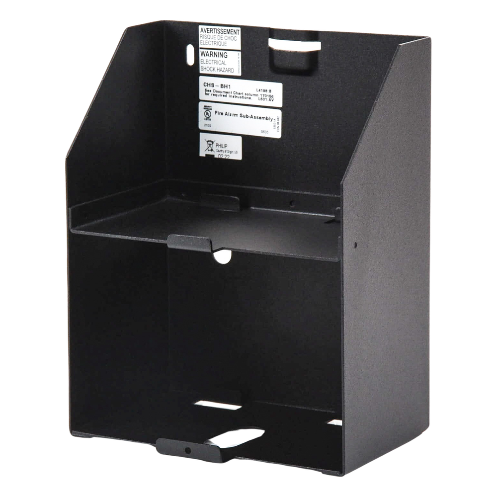 Chasis auxiliar para dos baterías de 12 Ah / montaje lateral en amplificadores serie DAA2 de NOTIFIER / negro