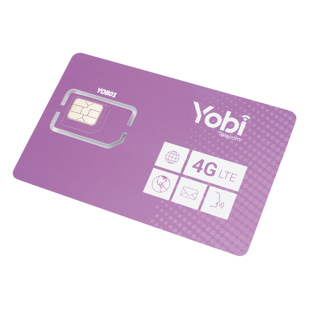 SIM Yobi para dispositivos móviles 3G/4G con recarga de 10GB cada mes durante 1 año de servicio (solo datos)