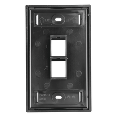 Placa de Pared Vertical, Salida Para 2 Puertos Keystone, Con Espacios Para Etiquetas, Color Negro