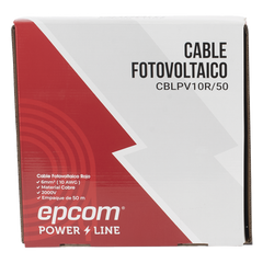 Kit de 2 rollos de 50 metros de cable fotovoltaico de cobre, rojo y negro, calibre 10 AWG (6mm²), Tipo PV,  1000/2000 V y 120°C.