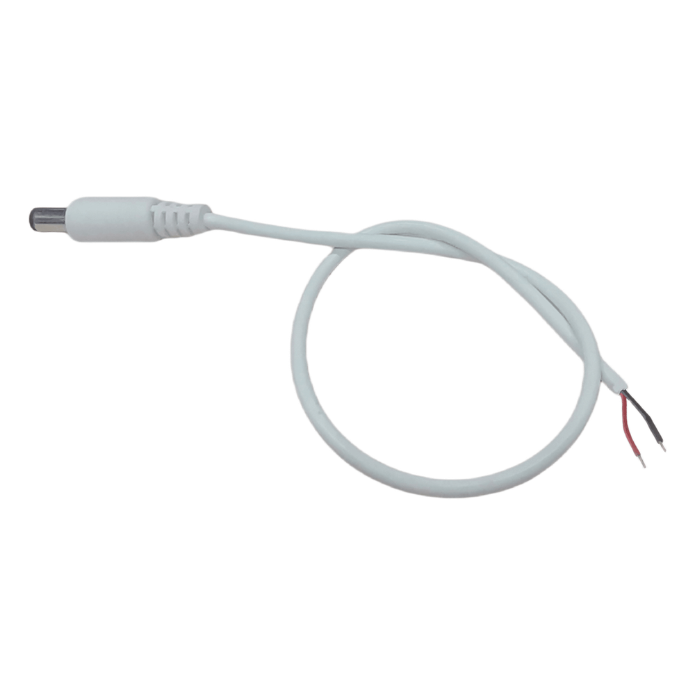 Cable con Conector Macho (Pigtail) | Forro Blanco |  Alimentación para Vcc con Puntas Libres | Polarizado | Largo 22 cm (8.66 Pulgadas) / Calibre 22AWG.