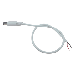 Cable con Conector Macho (Pigtail) | Forro Blanco |  Alimentación para Vcc con Puntas Libres | Polarizado | Largo 22 cm (8.66 Pulgadas) / Calibre 22AWG.