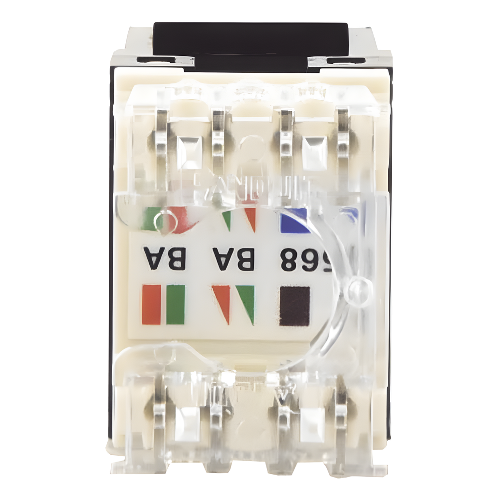 Conector Jack Estilo 110 (de Impacto), Tipo Keystone, Categoría 5e, de 8 Posiciones y 8 Cables, Color Negro