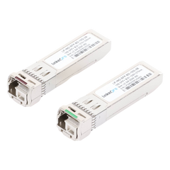 Transceptores Ópticos Industriales Bidireccionales SFP+ (Mini-Gbic) / Monomodo 1270 & 1330 nm / 10 Gbps / 10GBASE / Conector LC/UPC Simplex / DDM / Hasta 3 km / 2 Piezas