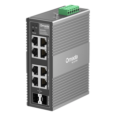 Switch Industrial Omada Easy Managed / 8 Puertos Gigabit (6× RJ45 + 2× RJ45/SFP Combo) / 16 Gbps Switching / -40°C a 75°C / Protección Rayos 6kV / Gestión Cloud / Montaje DIN Rail o Pared / IP40
