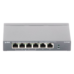Switch PoE no Administrable de escritorio / 6 puertos 10/100 Mbps / 4 puertos PoE af/at / Presupuesto 67 W / Modo Extensor hasta 250 m / Calidad video prioritaria