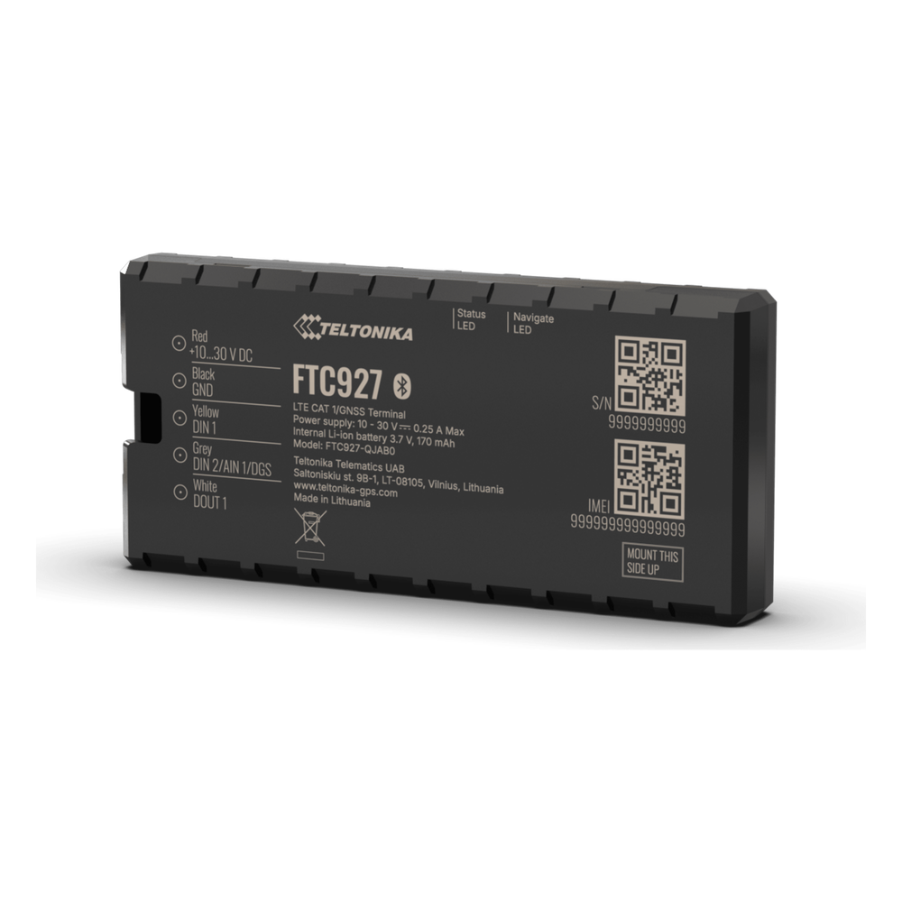 Rastreador GPS Vehicular 4G LTE Cat 1 / Precisión GNSS Mejorada / Dead Reckoning / Bluetooth® 5.4 LE / Detección de Jammer y Bloqueo Remoto / Compatibilidad con Beacons y Eye Sensor / Batería de Respaldo 170 mAh