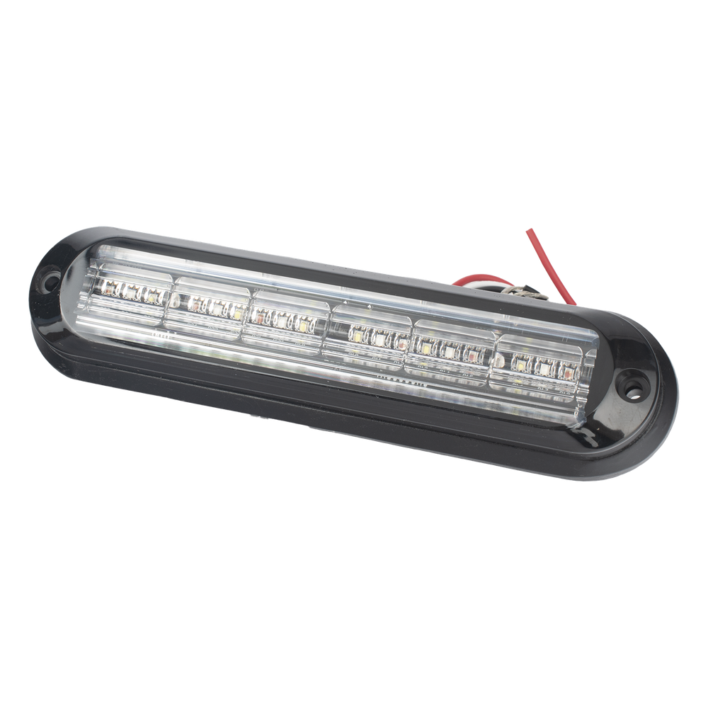 Luz Auxiliar, Ultra Brillante, IP67, 18 LEDs, Tricolor, Color Rojo/Claro/Azul, con mica transparente y bisel negro