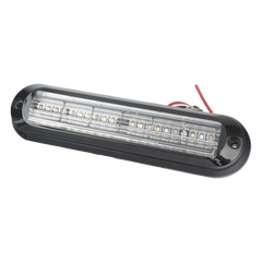 Luz Auxiliar, Ultra Brillante, IP67, 18 LEDs, Tricolor, Color Rojo/Claro/Azul, con mica transparente y bisel negro