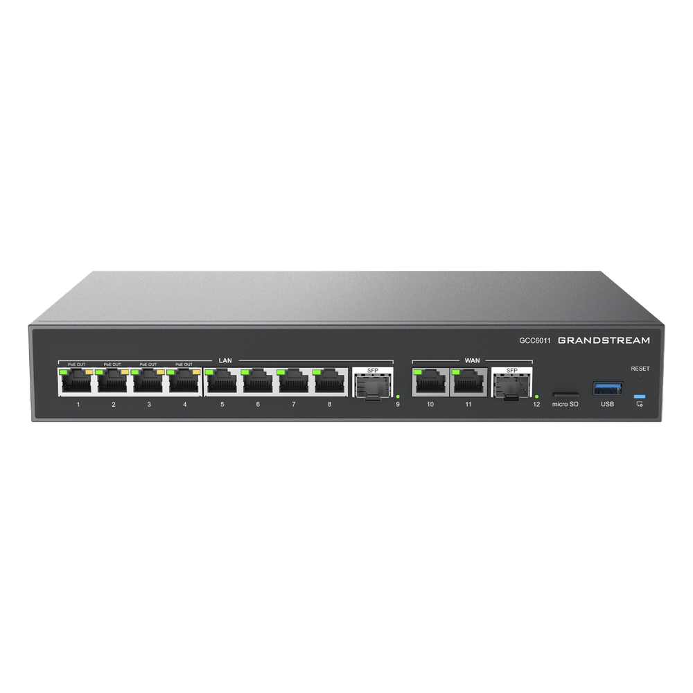 4 en 1: Firewall Nueva Generación, Router, PBX IP /Switch 10 Puertos Gigabit (4 PoE +) / 2 Puertos SFP 2.5 Gigabit / 3 puertos WAN fijos