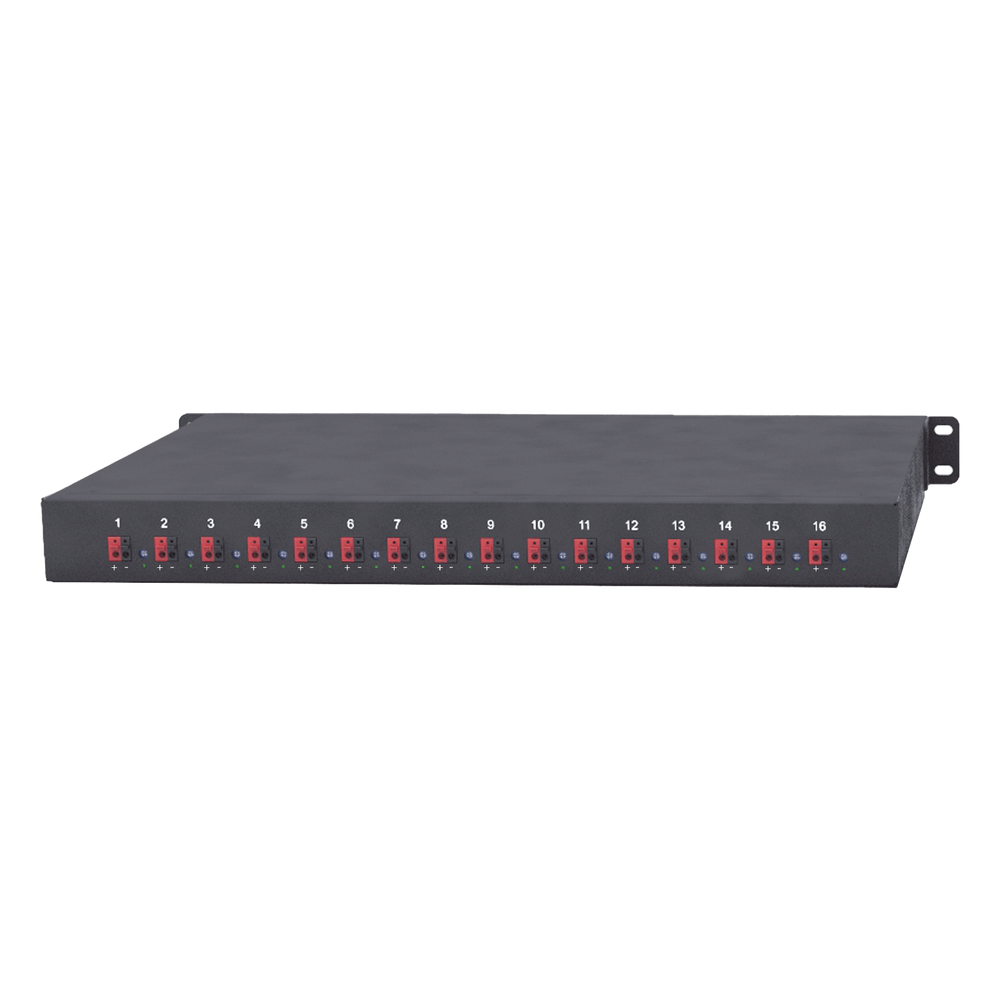 Fuente 12 Vcc /  Industrial / tipo RACK / 20 Amperes / 16 salidas / 1.25 Amperes por salida administrada / 2.5 Amperes por salida máxima