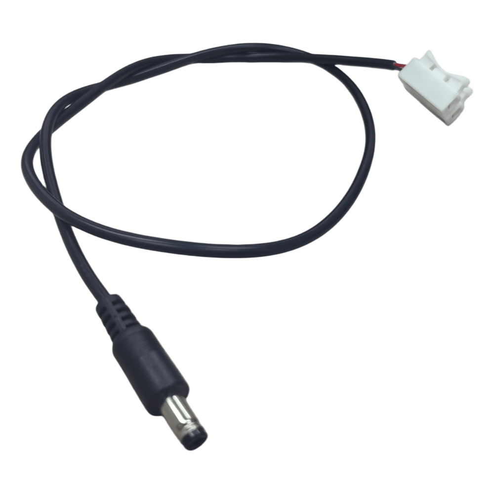 Cable con Conector Macho (Pigtail) | Forro Negro | Terminal Blanca | Alimentación para Vcc con Puntas Libres | Polarizado | Largo 22 cm ( 8.66 Pulgadas)  | Calibre 22AWG.