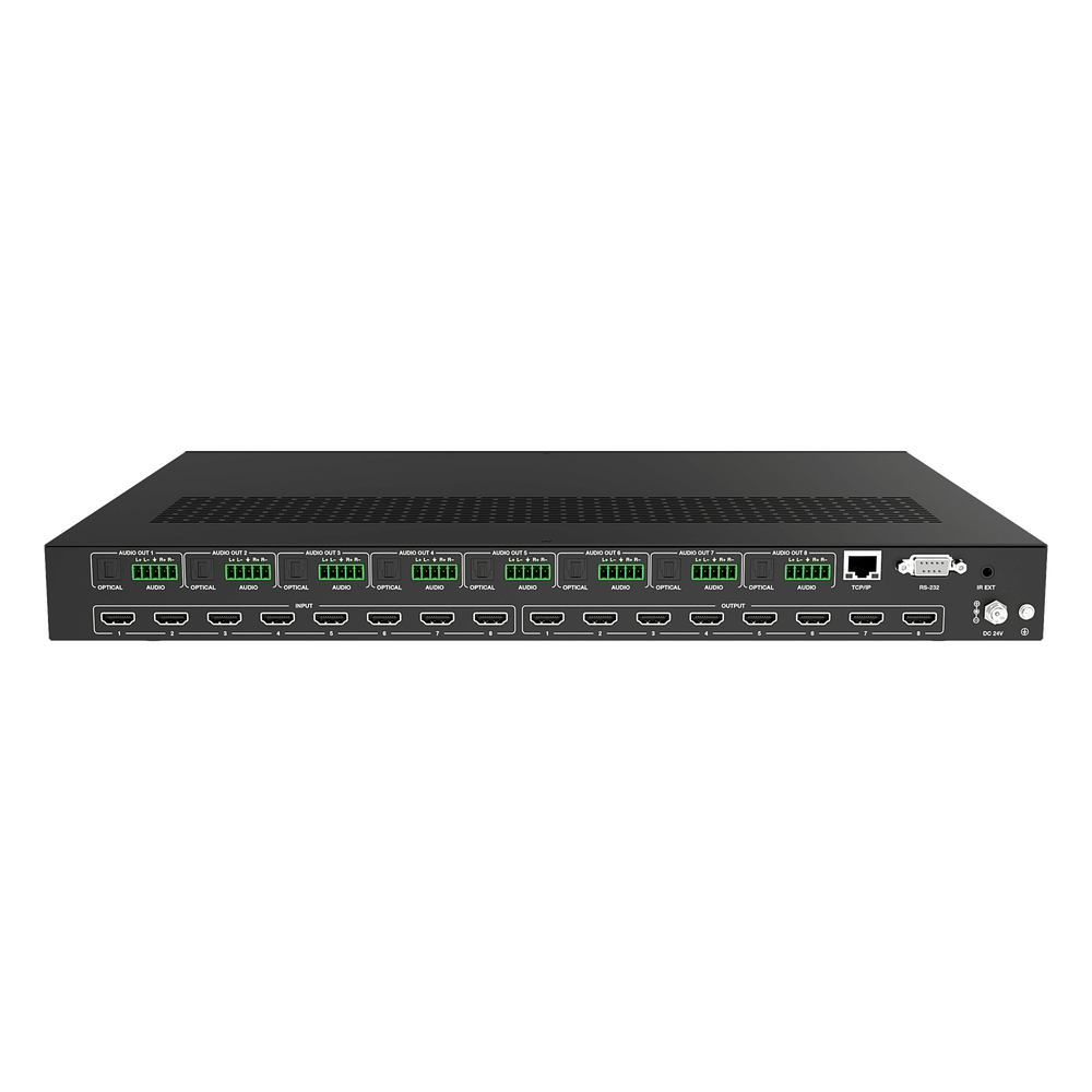 Matriz HDMI 8x8 | 4K60 Seamless | 18Gbps | Video Wall y Multivista (Multiview) | Audio Balanceado | Control Web RS-232 IR