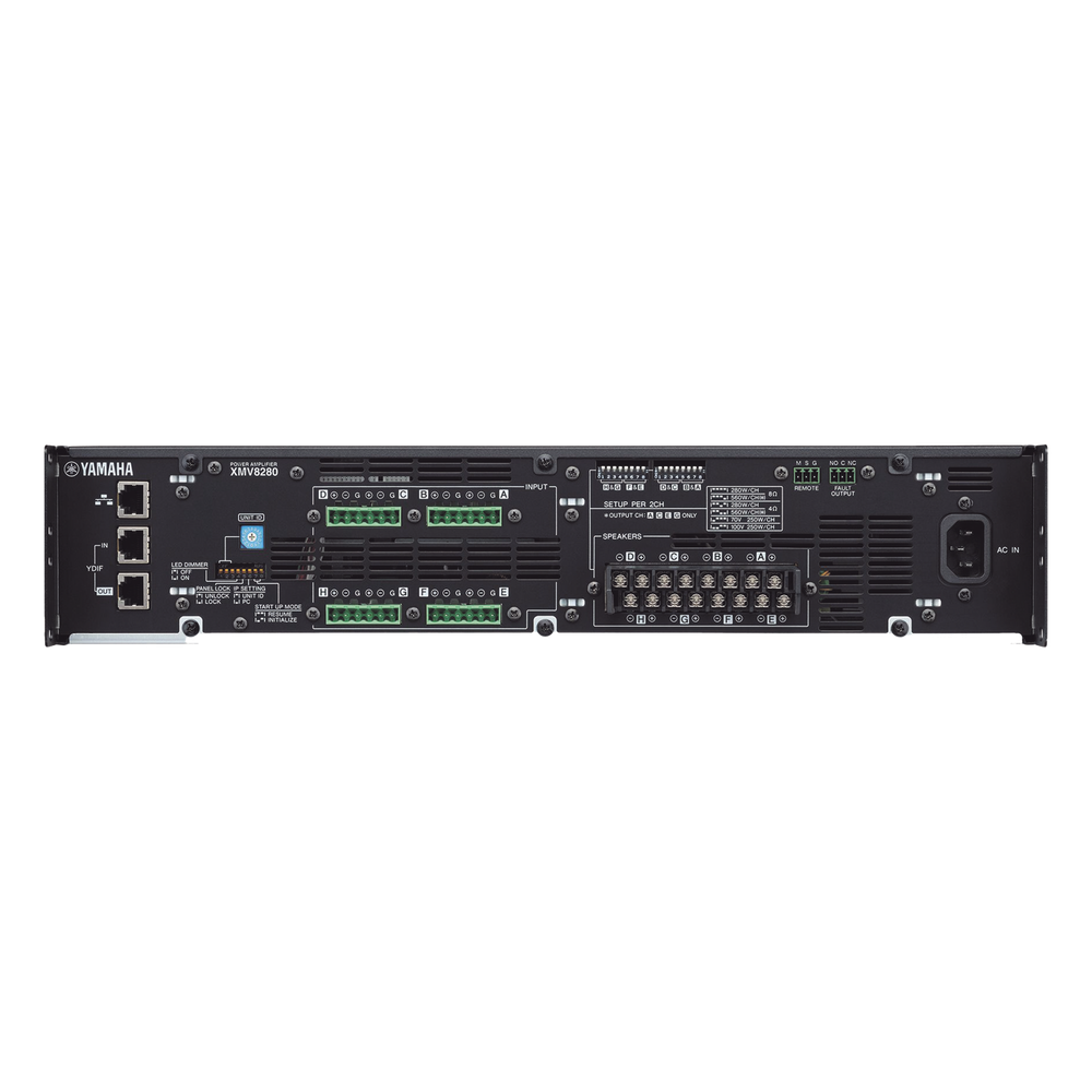 Amplificador de Audio Multicanal con Conexión Análoga / YDIF | 8 Canales, 280W | 8 OHMS | 70/100V