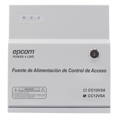 Fuente de Poder / 1 Salida 11-15 Vcc /  5 A / Temporizador Integrado / Con Capacidad de Batería de Respaldo / Requiere Batería / Aplicaciones en sistemas de control de Acceso