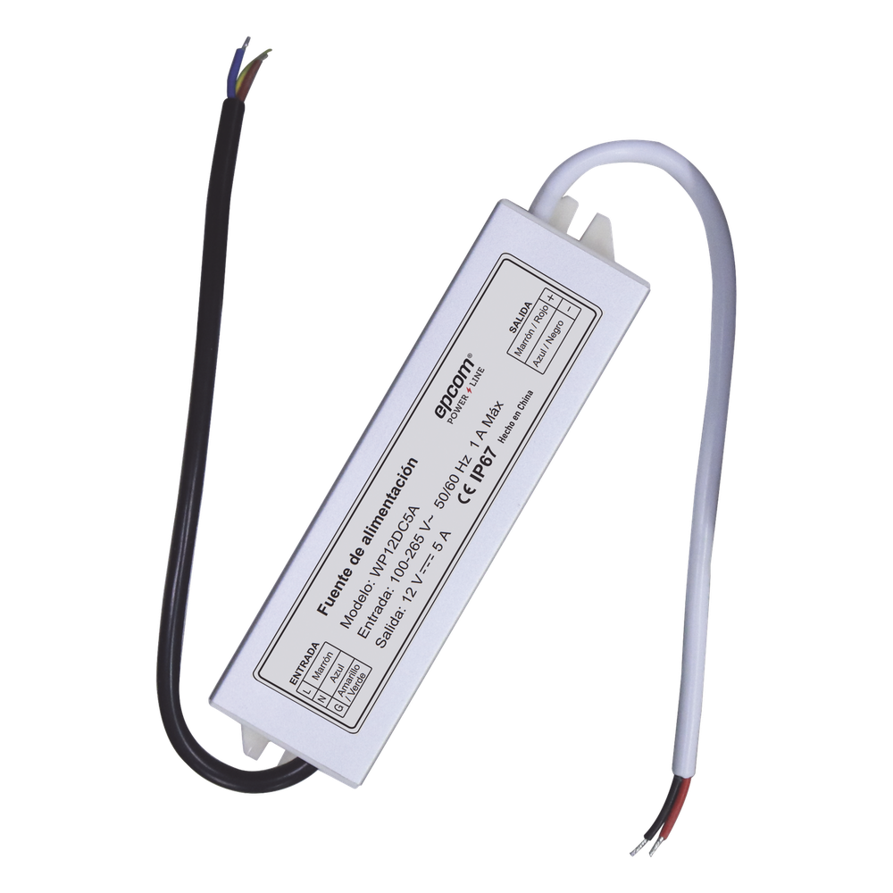 Fuente 12 V / 5 Amperes / Waterproof / Intemperie grado IP67
