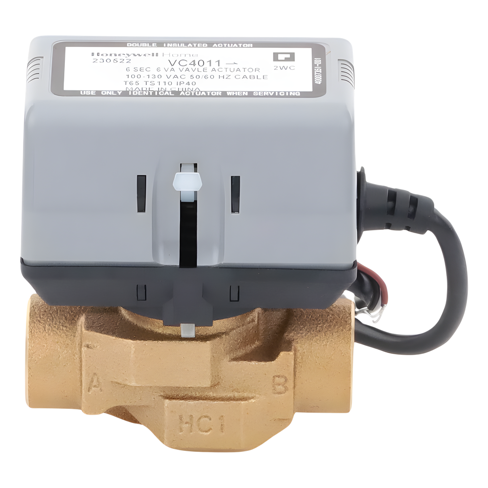 Válvula motorizada de 2 vías con actuador integrado, conexión BSPT de 3/4 pulgada, control on/off, 100-130 VCA