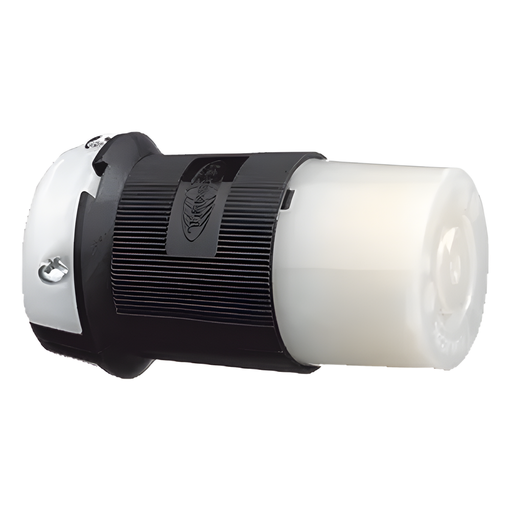 Conector Industrial con Bloqueo de Media Vuelta / 20 A 125 V CA / 2 Polos 3 Hilos / Nema L5-20R / Color Blanco y Negro.