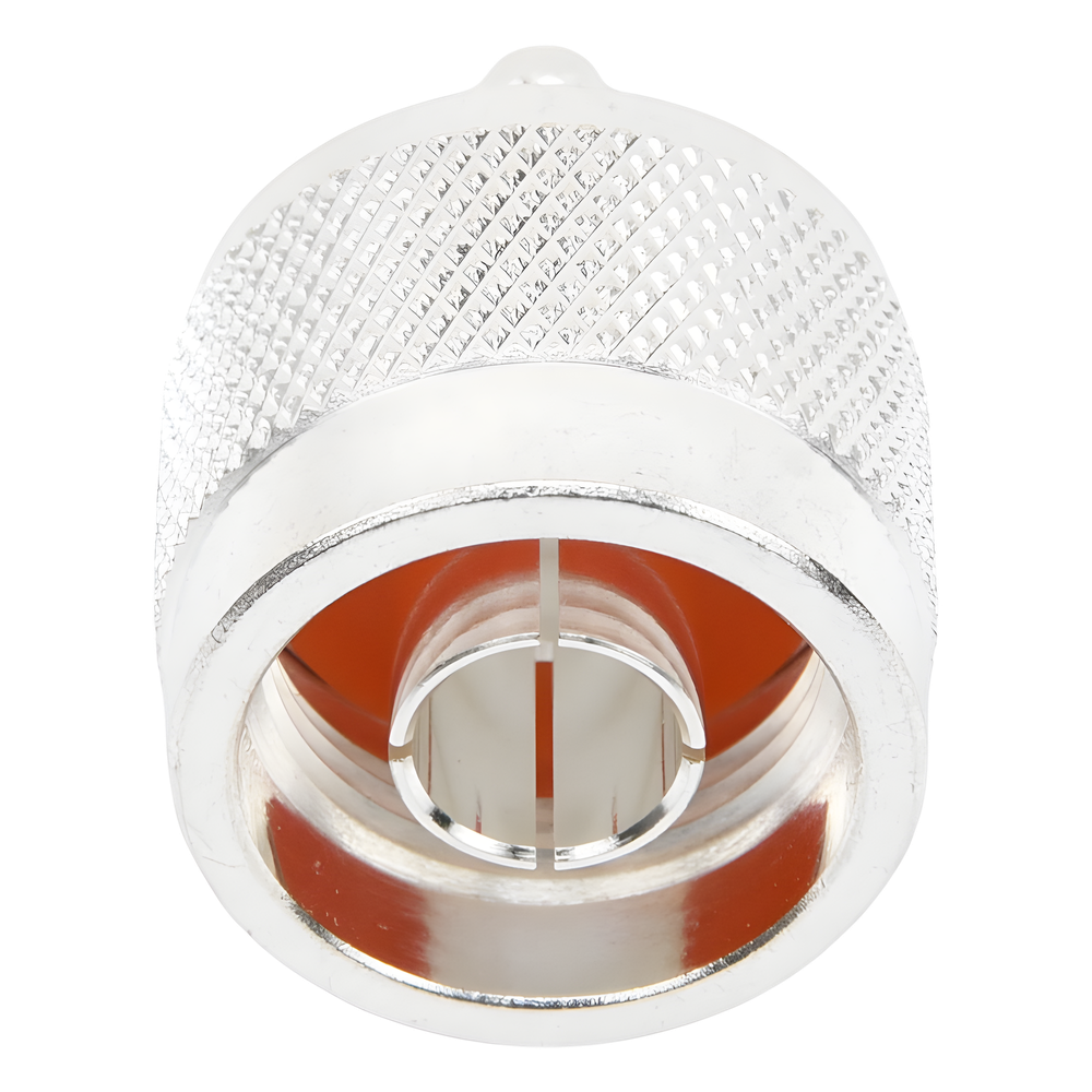 Conector Coaxial N Macho de Anillo Plegable para Cable RG-142/U, Plata/ Oro/ Teflón.