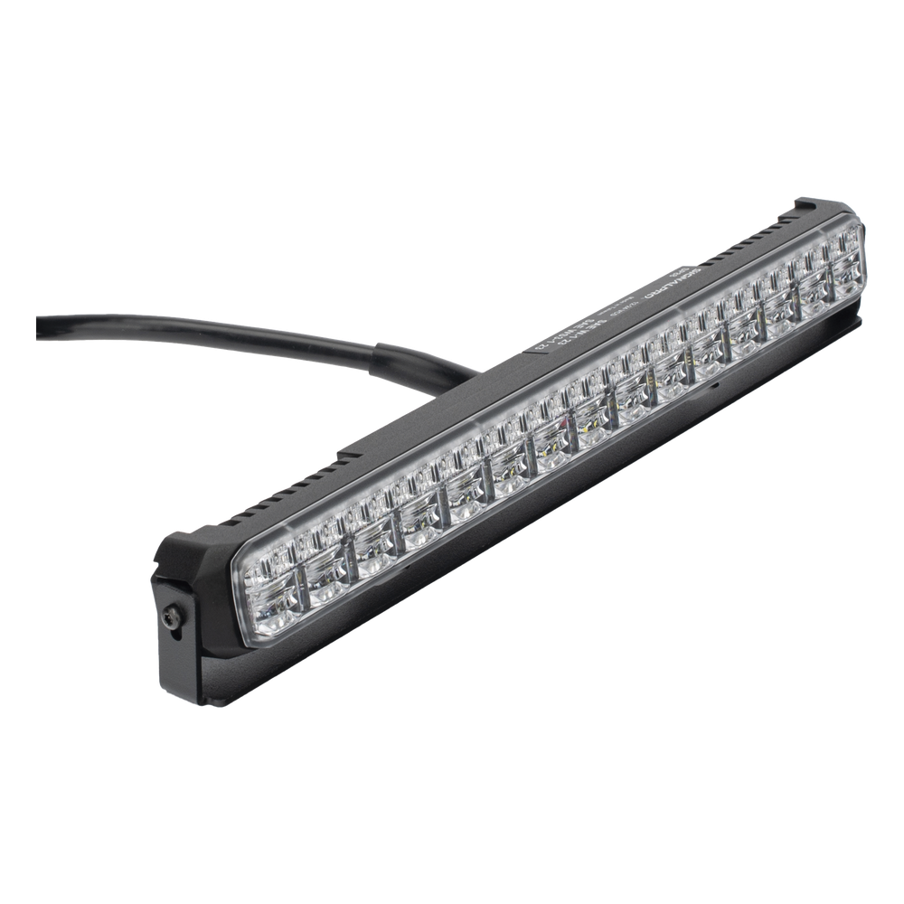 Luz Auxiliar de 45 LED, Top Rojo, Tricolor Rojo/Ambar/Blanco, 11.42", Lente Transparente, SAE