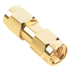 Adaptador Tipo Barril, de Conector SMA Macho a SMA Macho, Oro/ Oro/ Teflón.â€‹